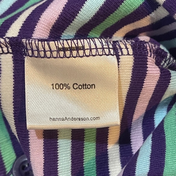 Hanna Andersson Girls Lavender Blue Green Stripe Play Day Dress 130 CM 8 PERU - Picture 5 of 8